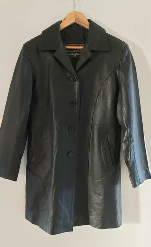 Campera Larga Muy Abrigada, Cuero Vacuno. Talle M Amplio.