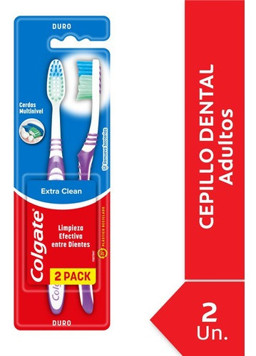 Cepillo de dientes Colgate Extra Clean Duro pack x 2 unidades