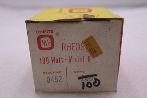 Ohmite 0452 Rheostat 100w Model K #k-3023 Ccw