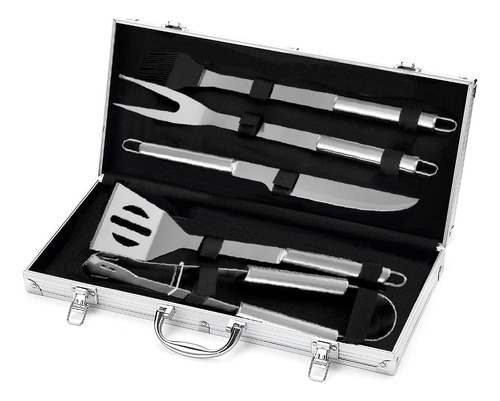 Kit Parrillero Asado 5 Pcs En Maleta - Set Barbacoa