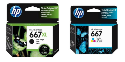 Kit De Cartuchos Hp 667xl Negro Y 667 Tricolor