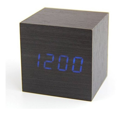 Reloj Despertador - Raylinedo Fashion Black Wood Cube Mini B