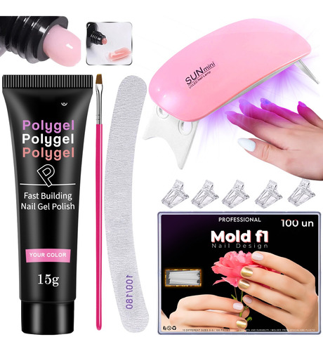 Kit Alongamento De Unha Gel Polygel Cabine Molde F1