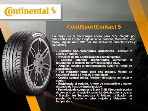 Llantas 225/45 R17 w SPORTCONTACT 5 CONTINENTAL Origen portugal