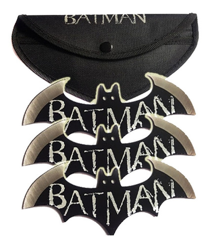 Set 3 Shuriken Diseño Batman Lanzamiento Metal Con Estuche