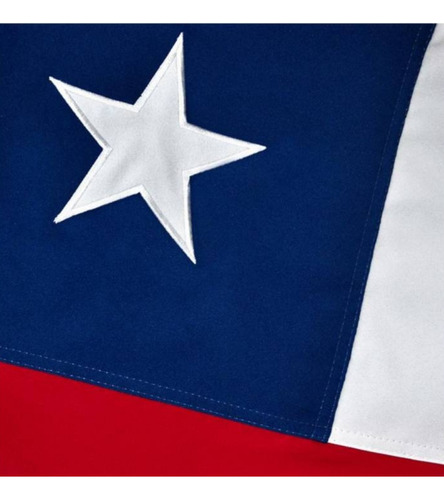 Bandera Chilena De Tela Reforzada Bordada 120 X 180 Cm