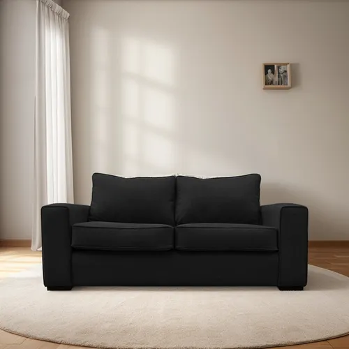 Sofá Gabro 3 Cuerpos Chenille Tipo Lino Negro