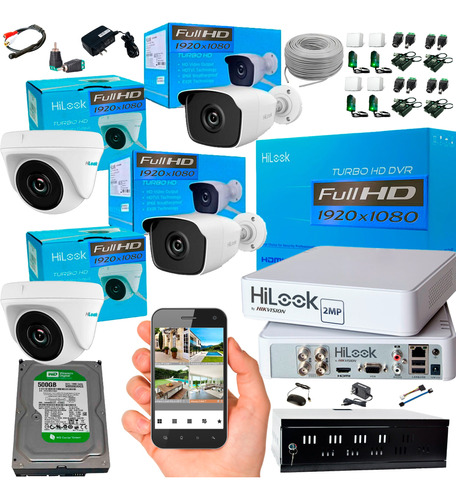 Kit Hikvision Hilook Dvr 1080 4ch +4cám1080p+gabinete