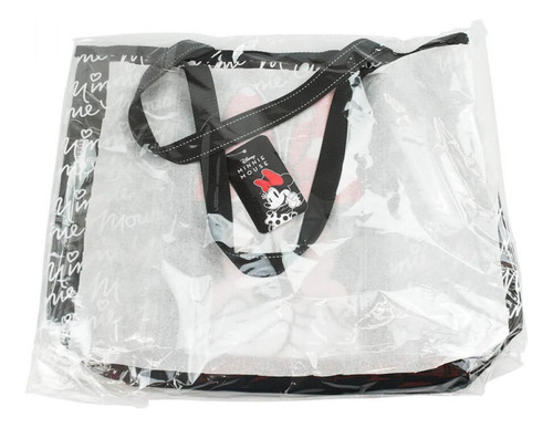 Bolsa negra transparente Minnie Signature 32 x 10 x 42 cm