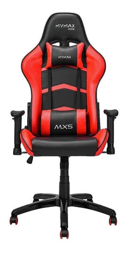 Cadeira de escritório Mymax MX5 gamer ergonômica preta e vermelha com estofado em tecido sintético