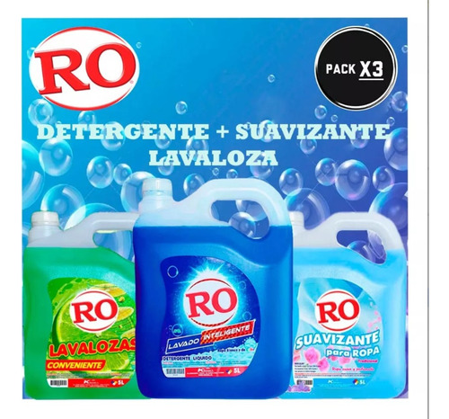 Pack X3 Detergente + Suavizante + Lavavajilla 5litros Ro