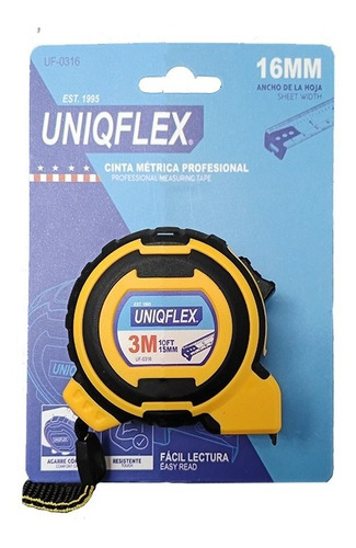 Cinta Metrica Profesional 3mx16mm. Uniqflex