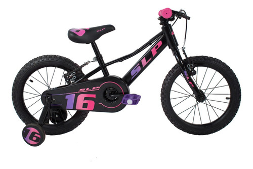 Bicicleta Slp 5 Pro Girl Niñas Rodado 16 Con Rueditas Color Negro Lila Rosado