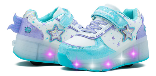 Tenis Patín Bubble Gummers Para Niña Zaila Color Ajuste Velcro Luces