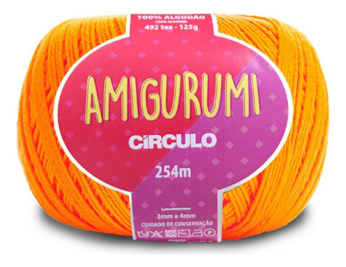 Linha Fio Amigurumi Círculo 254m 100% Algodão - Trico Croche Cor LARANJA 4270