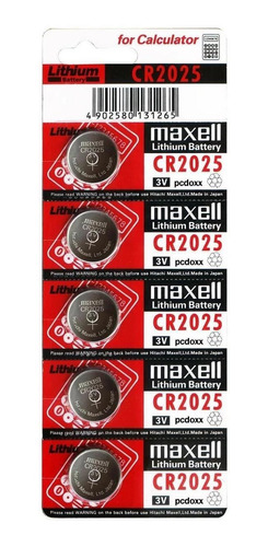 Pilas Maxell Cr2025 3v Tipo Botón Japonesa 5 Unidades