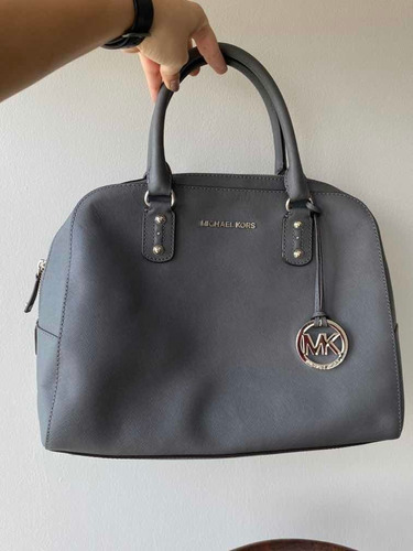 Bolsa Michael Kors LG Satchel Saffiano Pearl Gray