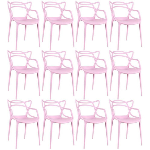 Kit 12 Cadeiras Ana Maria Allegra Cozinha Restaurante Jantar Cor da estrutura da cadeira Rosa