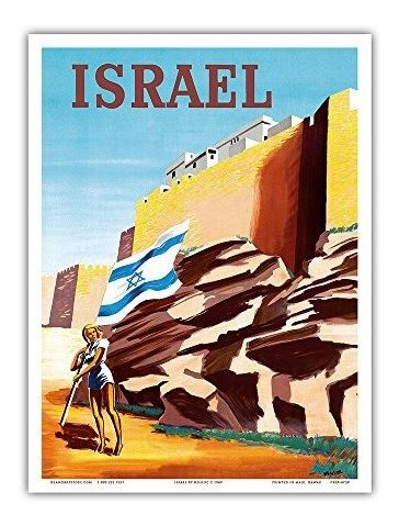 Poster Israel - Chica Heroica Sionista Con Bandera Israelí 