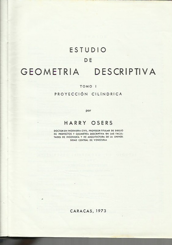 Estudio De Geometría Descriptiva I: Proyección Cilíndrica (Usado)
