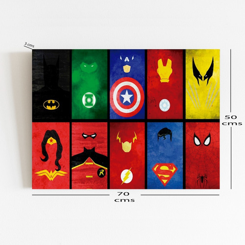 Imagen 2 de 3 de Cuadro 70x50 Cms Decorativo Dc Comics & Marvel