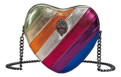 Bolso Bandolera Empalmado Con Corazón Y Arcoíris