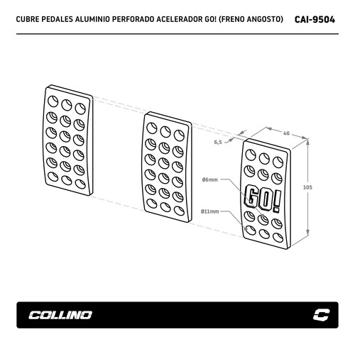 Imagen 2 de 3 de Cubre Pedales Deportivos Con Acel Go! Collino Pedalera Cuota
