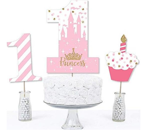 Gran Punto Del Primer Cumpleaños Little Princess Crown Pink