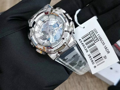 Reloj Casio G-shock Hombre Gm-110scm-1adr De Camuflage Artico Antigolpe Caja De Acero Inoxidable Color Plateado Sumergible 200 Metros