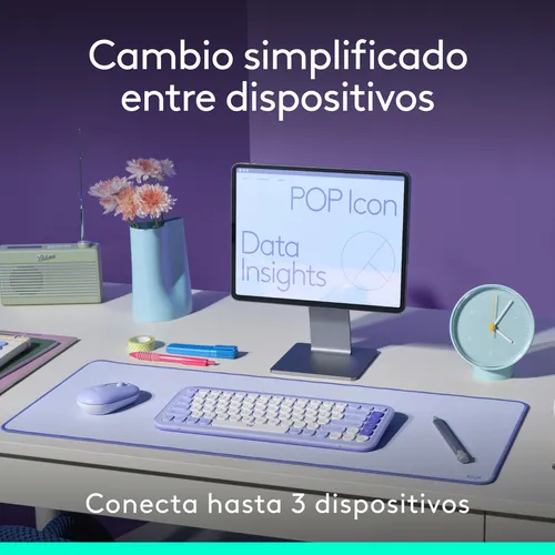 Kit Teclado Y Mouse Logitech Pop Icon, Español, Rosado