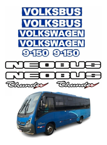 Adesivo Resinado Para Volkswagen Volksbus 9-150 Neobus 17898 Cor Azul