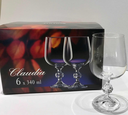 Imagen 5 de 6 de Copas Agua Cristal Bohemia Original Set X6 Claudia 340ml