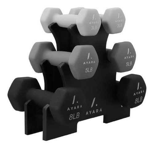 Ayara Kit Pesas Mancuernas Neopreno 3 5 8 Lb Soporte Fitness