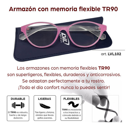 Imagen 3 de 8 de Armazones Lvl Lentes Receta Anteojos Marco Gafas Lvl102