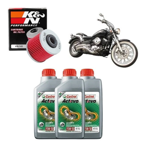 Kit Troca Repsol Xvs Dragstar 650 Castrol 15w50 Kn145