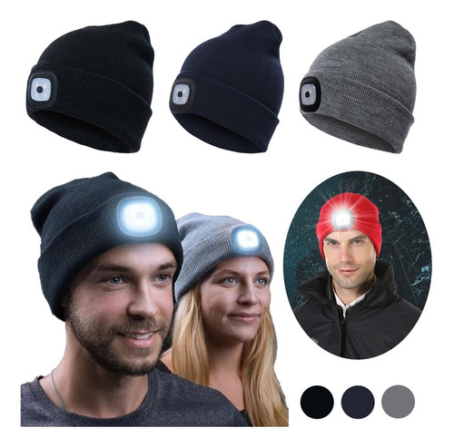 Gorros De Lana Hombre Mujer Gorro Invierno Luz Led Trekking