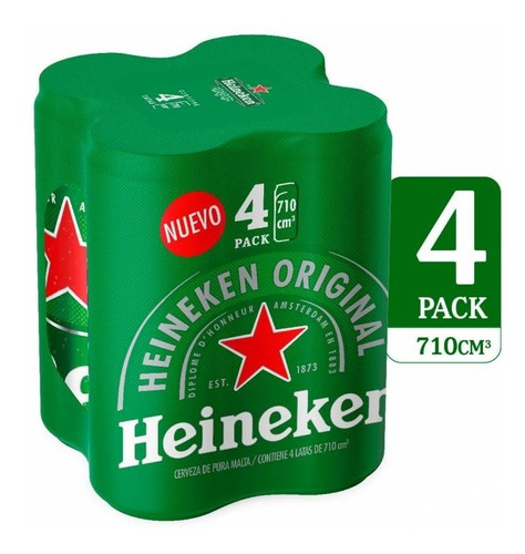 Cerveza Heineken Lata 710ml Pack X4 - Berlin Bebidas