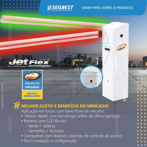 Barreira Cancela Automática Ppa K1 Branca Braço Led 3,0m