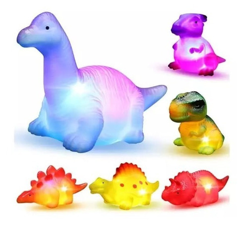 Dinosaurios De Baño Bebe X6 Juguetes Bañera Con Luz