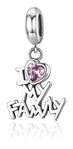 Charm Dije I Love My Family Familia Tipo Fabricado Plata 925