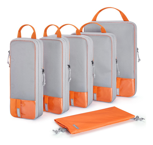 Cubos Embalaje De Compresion Para Viajes 6pzs Color Naranja