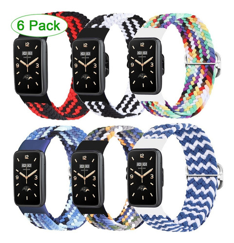 6pack Correas De Nylon Para Xiaomi Mi Band 7 Pro Ajustable