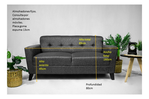Sillón Vintage Escandinavo 2cp 160cm Tapizado Envío G