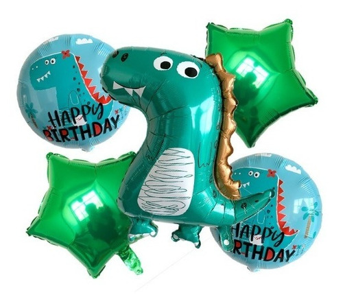 Bouquet De 5 Globos Dinosario Bebe Babysaurus 