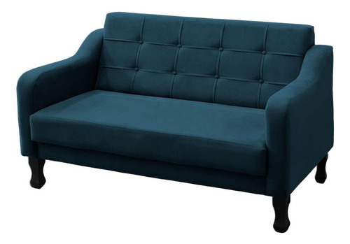 Namoradeira Decorativa Sofá 2 Lugares Sofia Suede Azul Royal Cor Azul-petróleo