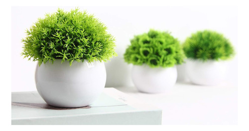 Macetita Artificial Bonsai Para Estantes Deco X 3 Unidades Verde