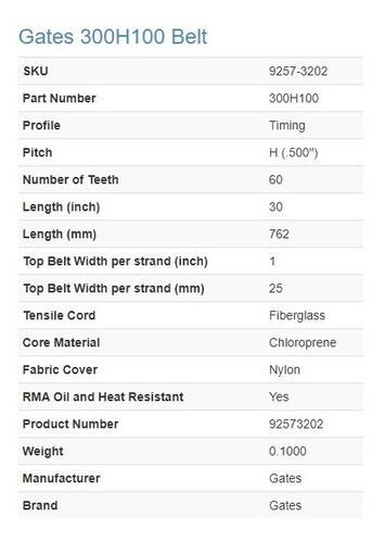 300h100 Correa Dentada 300 H 100 60-dientes