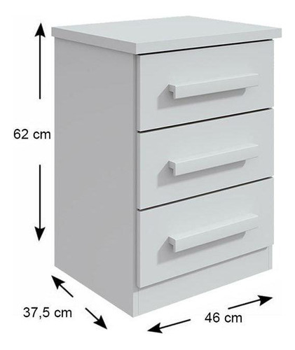 Mesa Cabeceira Baião C/ 3 Gavetas Rovere/amêndoa - Lopas