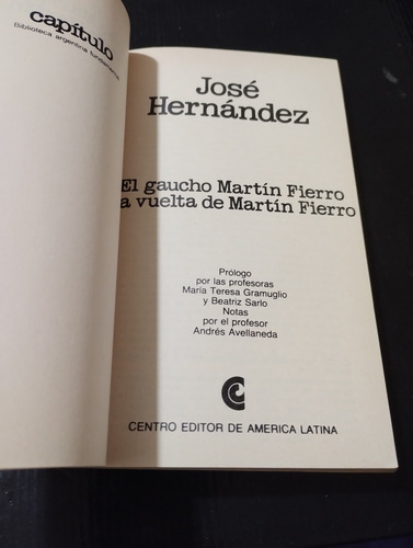 Martin Fierro. José Hernández. Capitulo. Mb. Olivos (Usado)