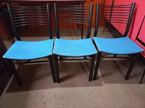 3 Sillas Resistentes Liso Negro Azul (Usado)